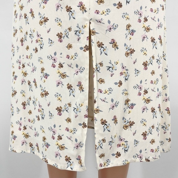 NWT AND NOW THIS Cream Floral Puff Sleeve Front Slit Midi Dress - Picture 7 of 13